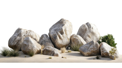 Poster - Big rocks lying on sand with transparent background