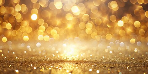 Leinwandbilder - Golden Glitter Background with Sparkling Lights and Bokeh