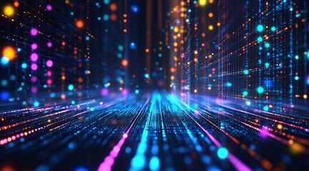 Fototapete - A beauty futuristic abstract background in a high-tech style. Shining lines and patterns resembling neural networks, connections, and digital circuits.