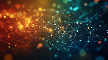 Fototapete - A beauty futuristic abstract background in a high-tech style. Shining lines and patterns resembling neural networks, connections, and digital circuits.