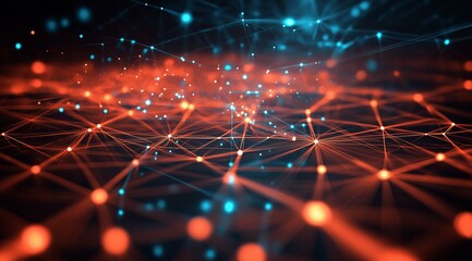 Fototapete - A beauty futuristic abstract background in a high-tech style. Shining lines and patterns resembling neural networks, connections, and digital circuits.