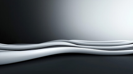 Poster - smooth black gradient background with flowing white curves creates serene atmosphere