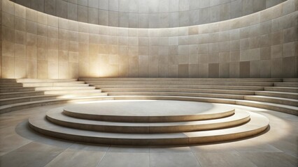 Leinwandbilder - Circular Stone Steps and Platform in Modern Structure