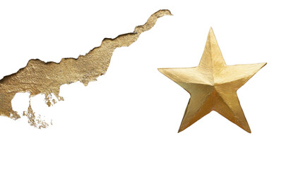 Poster - Golden star and paint stroke shining on transparent background