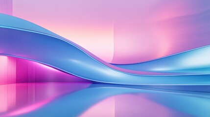 Wall Mural - Iridescent Serenity, Abstract Metallic Curve against Pastel Backdrop