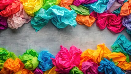 Poster - Vibrant Rainbow Fabric Arrangement with a Central Blank Space for Text or Design