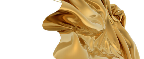 Aufkleber - Golden fabric flowing through the air The perfect backdrop for luxury