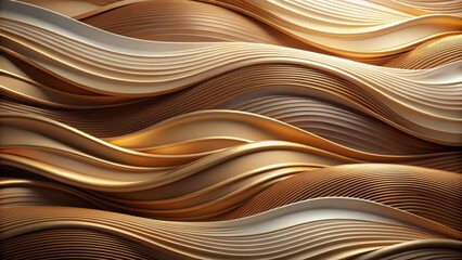 Fototapete - Abstract Golden Waves  Elegant, Textured, and Fluid Design