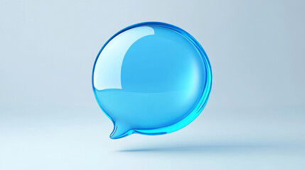 Poster - 3d blue chat bubble for text message icon vector. dialog balloon shape for comment or conversation s