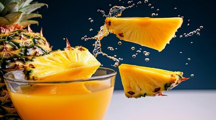 Wall Mural - Fresh Pineapple Juice Splash Photography