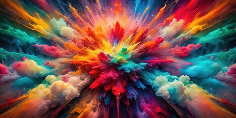 Leinwandbilder - A vibrant explosion of multicolored powder, a dynamic and energetic burst of color creating a stunning visual spectacle