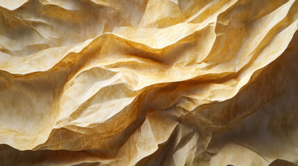 Poster - textured paper with intricate folds and warm tones showcased in a close-up setting