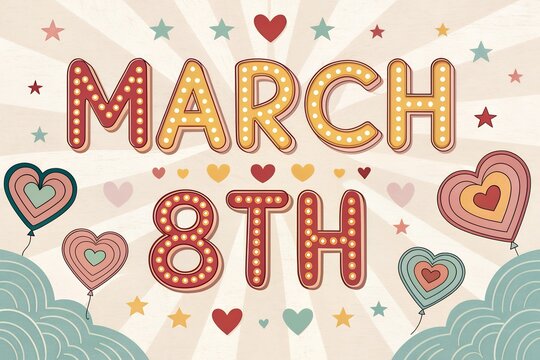 8 March Poster Design for International Women's Day template, advertising, banners, leaflets and flyers Pink Background.