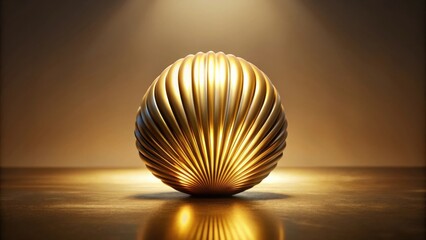 Aufkleber - illuminated golden orb with ribbed texture on reflective surface