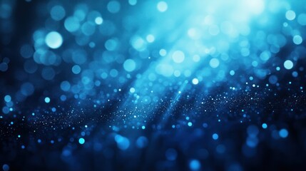 Poster - This captivating blue bokeh image features shimmering light particles that create a dreamy, ethereal atmosphere, perfect for various designs.