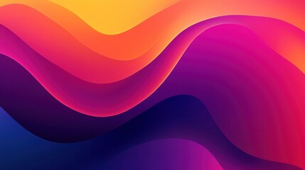 Poster - Vibrant abstract wave pattern showcasing smooth gradients of purple, orange, and pink. Perfect for backgrounds, digital art, or modern design projects.