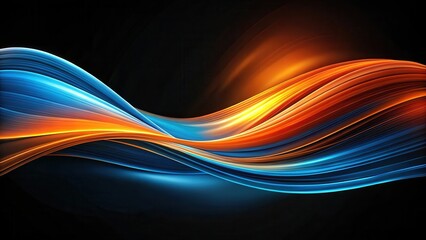 Poster - Abstract Blue and Orange Wave Design, Dynamic Flowing Lines, Energetic Swirls, Vibrant Color Gradient