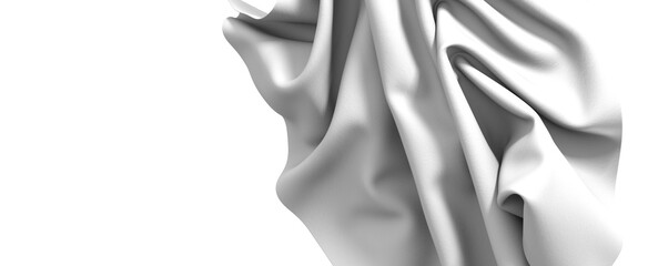 Poster - A white fabric drapes gracefully, creating a smooth and abstract texture. The folds and waves of the material are highlighted by soft shadows, creating a sense of movement and depth.