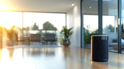Poster - Futuristic smart home showcasing voice-controlled technology in a modern space