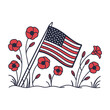 © Roman - Happy memorial day with beautiful flowers and usa flags Vector Design Illustration