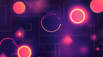 Poster - Colorful abstract design featuring geometric shapes and glowing elements. Perfect for backgrounds, digital art, or modern design projects.
