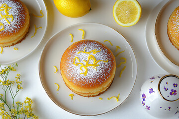 Wall Mural -  honey lemon tea cake top-down