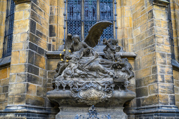 Wall Mural - Facade of the St. Vitus Cathedral in the Prague Castle complex in Prague, Czech Republic