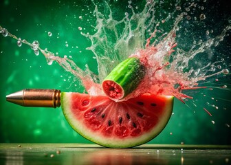 Watermelon Explosion: High-Speed Bullet Impact Photography