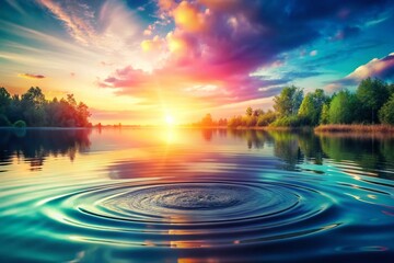 Poster - Calming Pastel Water Ripples: Theta Healing Energy Abstract Vintage Photo
