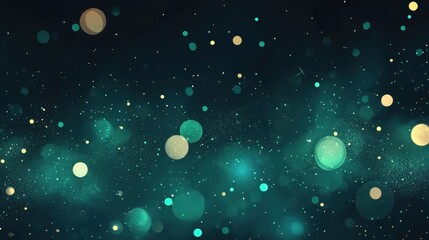 Wall Mural - Serene teal bokeh bursts amidst shimmering starlight backdrop