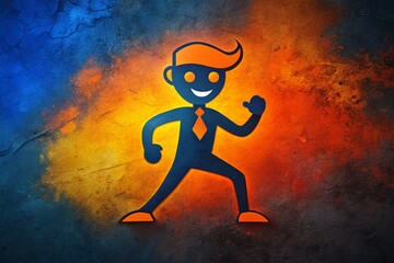 Poster - Cartoon Character Silhouette Marketing Illustration on Textured Background