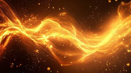 Poster - An abstract wave of golden light capturing energy and movement. Perfect for backgrounds, digital art, or creative projects with a vibrant glow.
