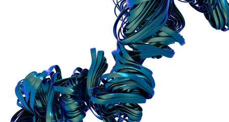 Poster - Abstract 3D Twisted Metallic Blue Form