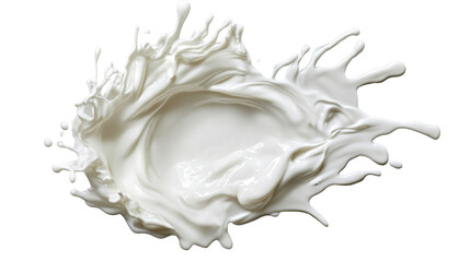 Poster - White milk splashing and forming a circle on transparent background