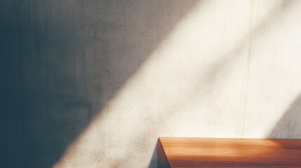Poster - sunbeam on wooden plank: a warm sunbeam illuminates a rustic wooden plank, creating a dramatic contr