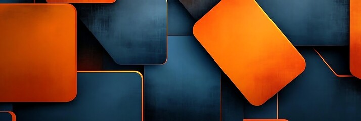 Fototapete - Modern abstract wallpaper with orange and blue geometric shapes. Vector abstract background texture design, bright poster and blue background Vector illustration.

