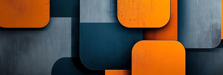 Fototapete - Modern abstract wallpaper with orange and blue geometric shapes. Vector abstract background texture design, bright poster and blue background Vector illustration.

