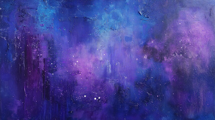 Poster - A cosmic abstract artwork with deep purples, electric blues, and shimmering stars