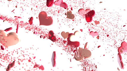 Poster -  Red heart love confettis. Valentine's day falling  in transparent PNG