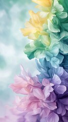 Canvas Print - Pastel Rainbow Flower Petals Soft Focus Abstract Background