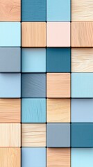 Wall Mural - Pastel Wooden Cubes Abstract Geometric Pattern Background