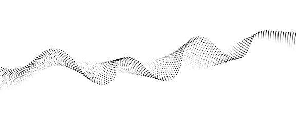 Poster - flowing dot wave halftone gradient pattern on transparent background