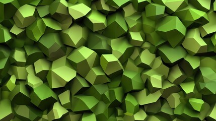 Wall Mural - Verdant Faceted Shapes, Abstract Geometric Greenish Landscape