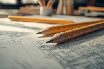 Poster - Blueprint plan architectural project, generative AI image