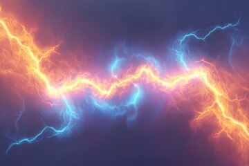 Poster - Dynamic Glowing Energy Waves in Orange and Blue Colors Against Dark Background