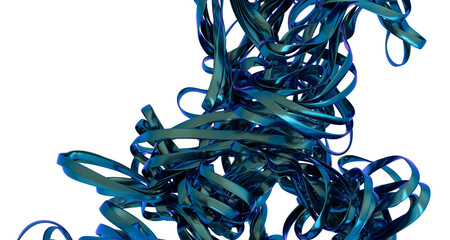 Poster - Abstract Blue Metallic Ribbons