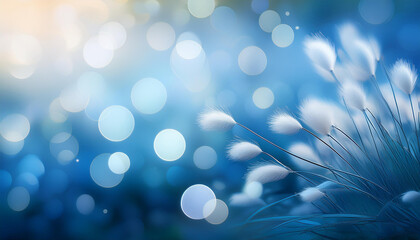 Wall Mural - blue blurred backdrop of nature circle mild wallpaper white bokeh background