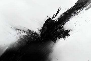 Poster - Abstract Ink Burst: A dramatic black ink splash explodes across a minimalist background, creating an abstract masterpiece. The powerful movement and stark contrast evokes energy, freedom.