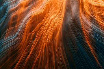 Fototapete - abstract flow of energy: vivid orange, blue and white lines create an abstract swirl, representing a