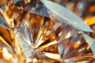 Poster - Diamond Facets: A mesmerizing close-up of a dazzling diamond, showcasing its intricate facets and radiant brilliance.